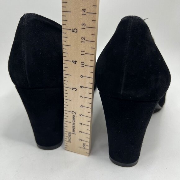 STUART WEITZMAN Made in Spain 🇪🇸 Black Suede Pumps Chunky Heel OW88728 Sz 10‎ - Picture 6 of 16